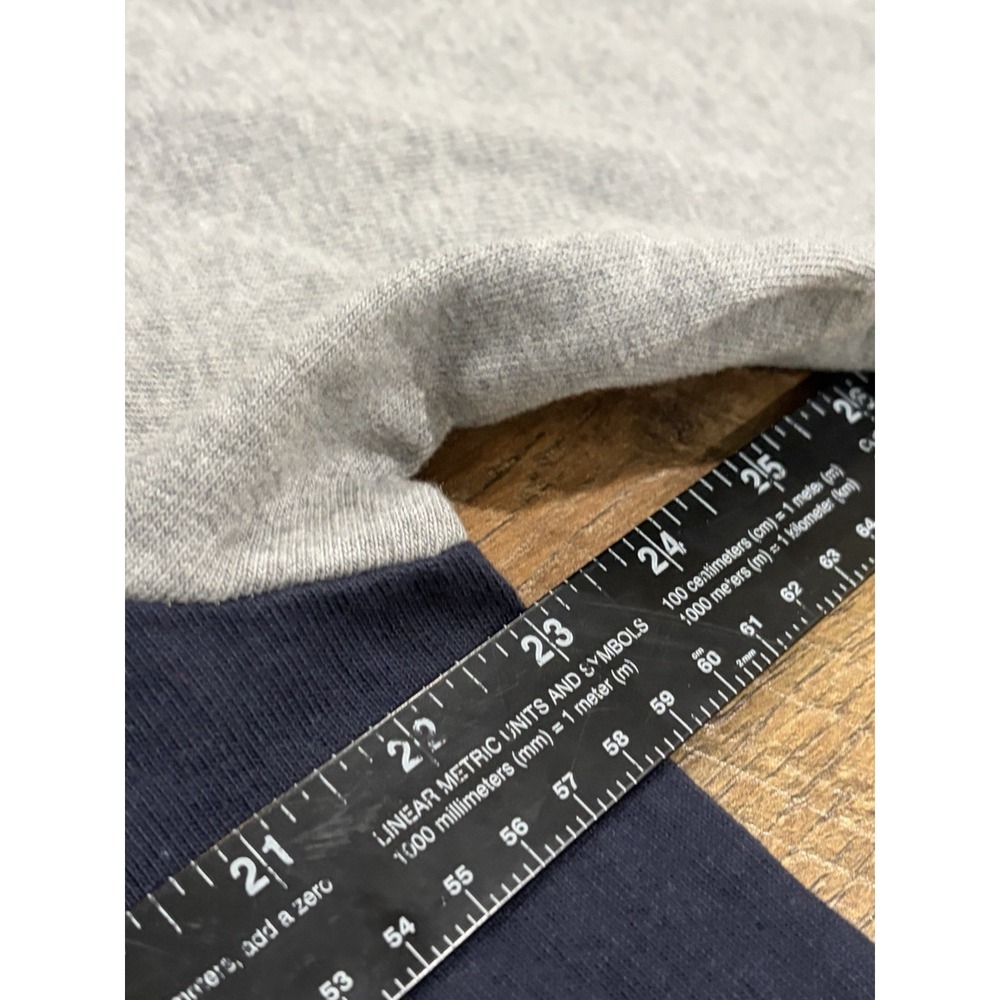 NWT Vintage Y2k GAP Two Toned Blank Crewneck Sweatshirt Grey Navy Blue Large '02 - Picture 9 of 10